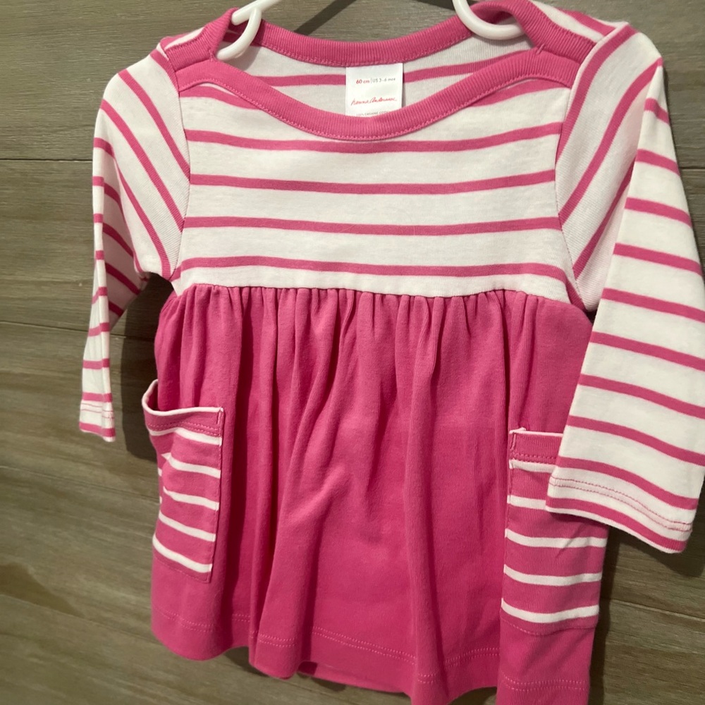 Pink and White Hanna Andersson Ruffle Butt Set, size 3-6 mo